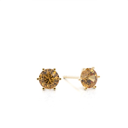 Prong Setting Citrine Stud Earrings