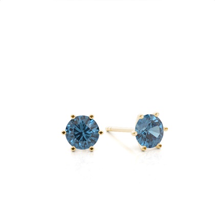 Prong Setting Blue Topaz Stud Earrings