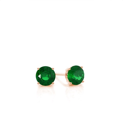 Rose Gold Emerald Diamond Earrings Diamond