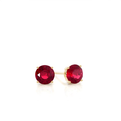 Yellow Gold Ruby Earrings Diamond