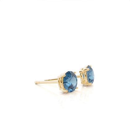 Prong Setting Blue Topaz Stud Earrings