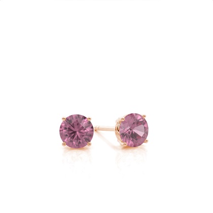 Prong Setting Pink Tourmaline Stud Earrings
