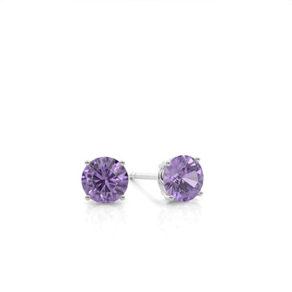 Prong Setting Amethyst Stud Earrings