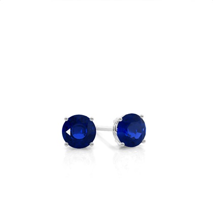 Prong Setting Blue Sapphire Stud Earrings