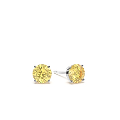 Prong Setting Yellow Diamond Stud Earrings