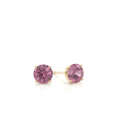 Prong Setting Pink Tourmaline Stud Earrings