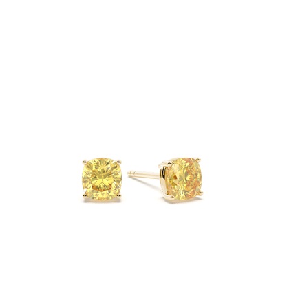 Prong Setting Yellow Diamond Stud Earrings