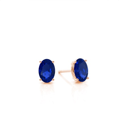 Oval Rose Gold Sapphire Earrings Diamond