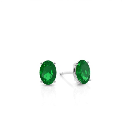 Oval Emerald Earrings Diamond