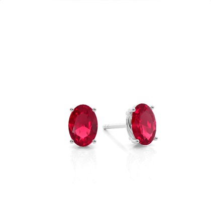 Oval Ruby Earrings Diamond