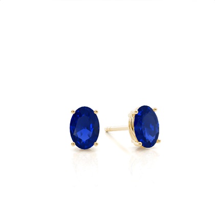 Oval Yellow Gold Sapphire Earrings Diamond