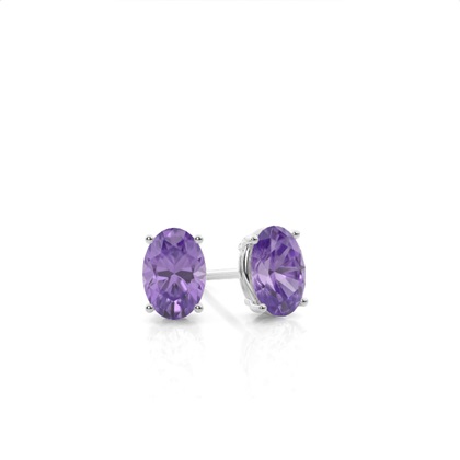 Prong Setting Amethyst Stud Earrings