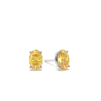 Prong Setting Yellow Diamond Stud Earrings