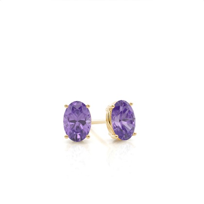 Prong Setting Amethyst Stud Earrings