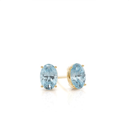 Prong Setting Aquamarine Stud Earrings