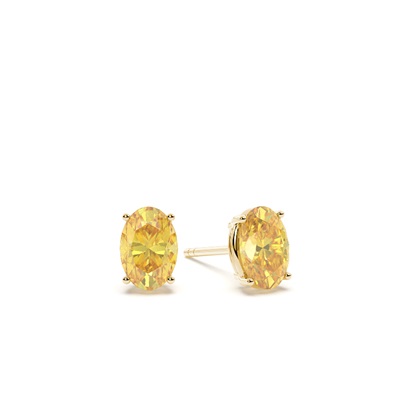 Prong Setting Yellow Diamond Stud Earrings