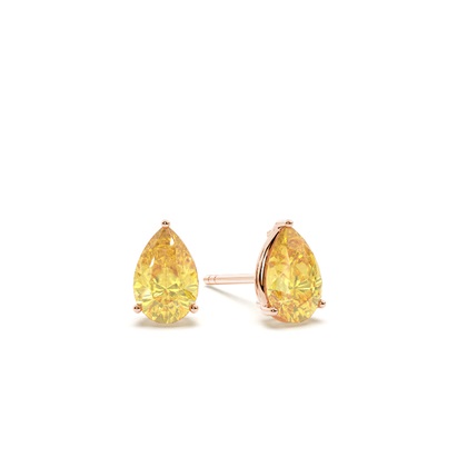Prong Setting Yellow Diamond Stud Earrings