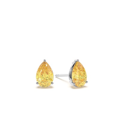 Prong Setting Yellow Diamond Stud Earrings