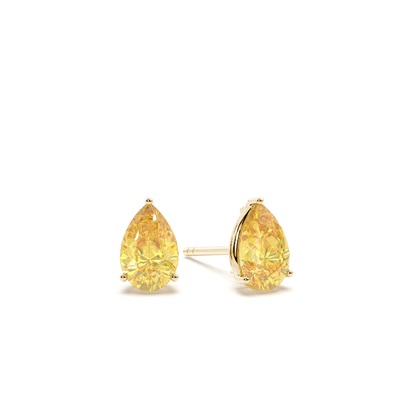 Prong Setting Yellow Diamond Stud Earrings