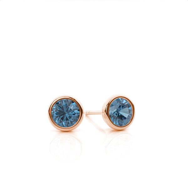 Bezel Setting Blue Topaz Stud Earrings