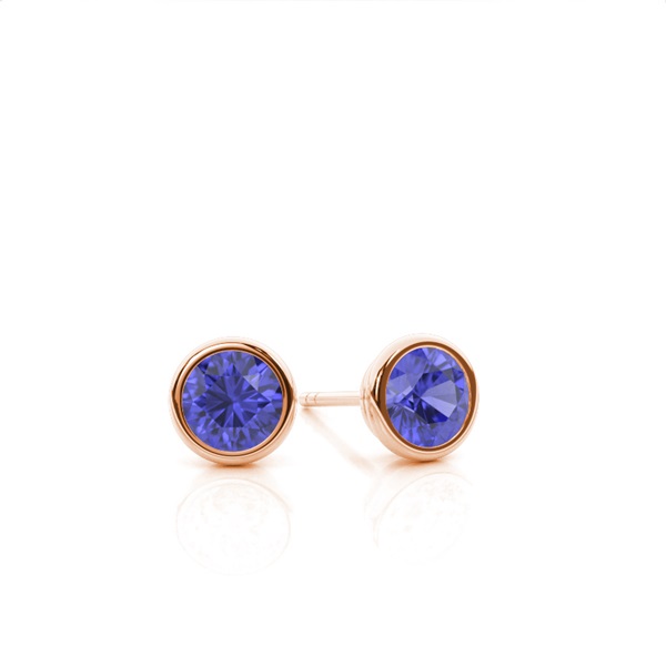 Bezel Setting Tanzanite Stud Earrings