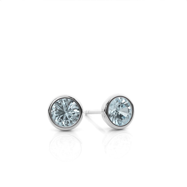 Bezel Setting Aquamarine Stud Earrings
