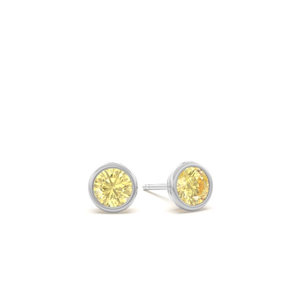 Bezel Setting Yellow Diamond Stud Earrings