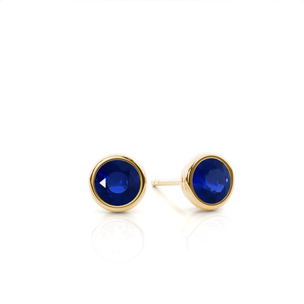 Bezel Setting Blue Sapphire Stud Earrings