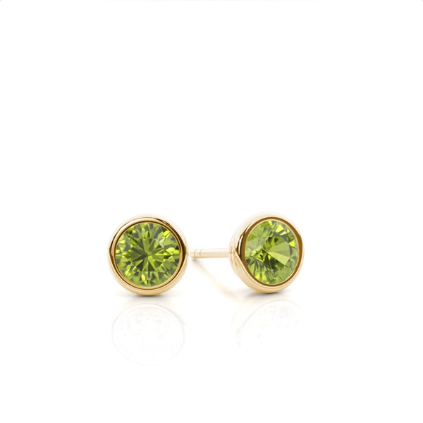 Bezel Setting Peridot Stud Earrings