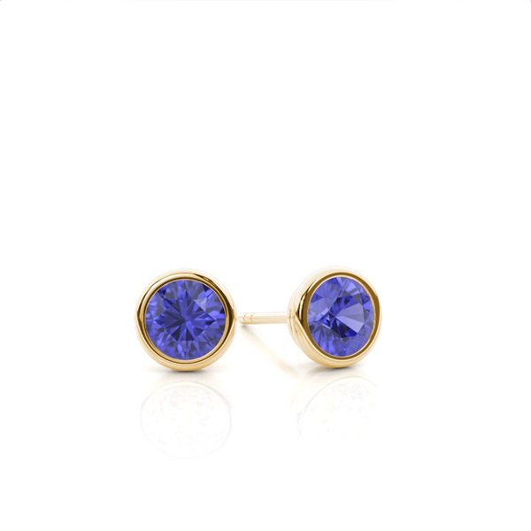 Bezel Setting Tanzanite Stud Earrings