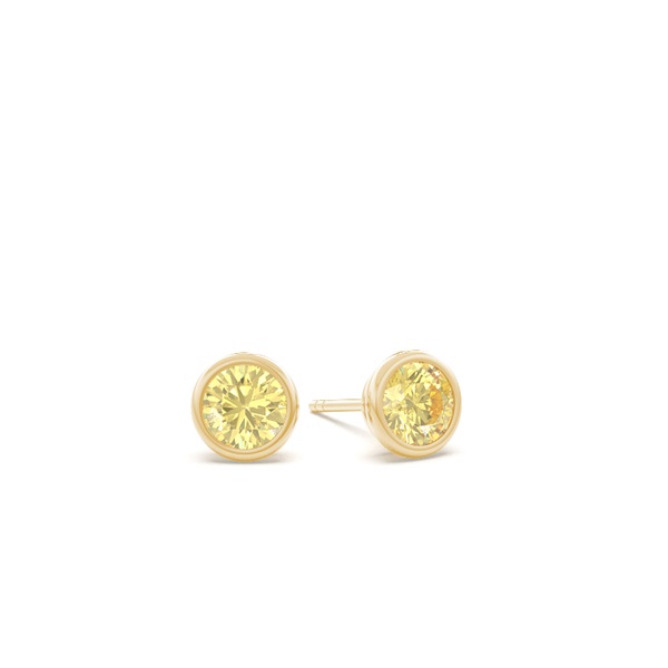 Bezel Setting Yellow Diamond Stud Earrings