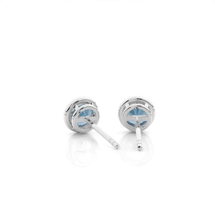 Bezel Setting Blue Topaz Stud Earrings