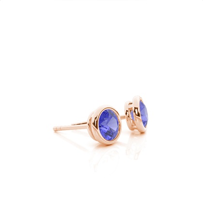 Bezel Setting Tanzanite Stud Earrings