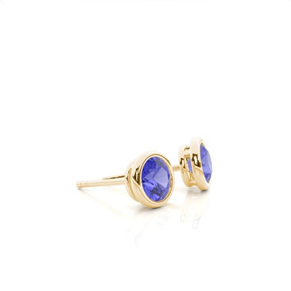 Bezel Setting Tanzanite Stud Earrings