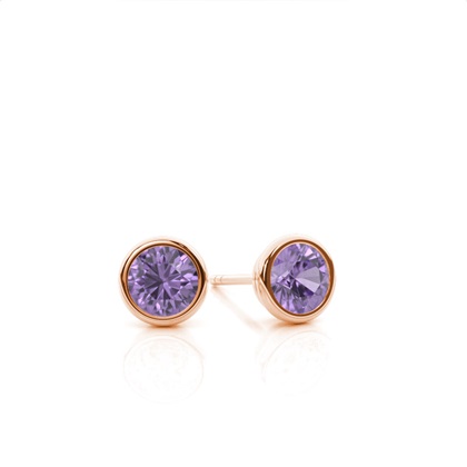 Bezel Setting Amethyst Stud Earrings
