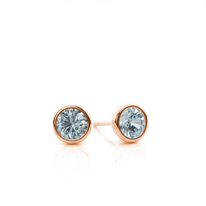 Bezel Setting Aquamarine Stud Earrings