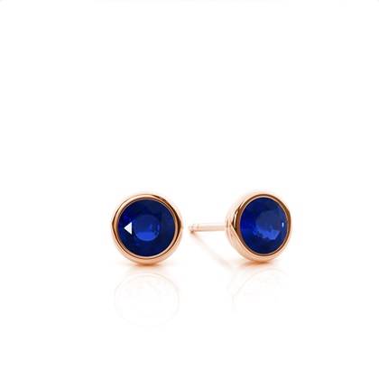 Bezel Setting Blue Sapphire Stud Earrings