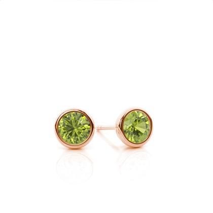 Bezel Setting Peridot Stud Earrings