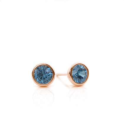 Bezel Setting Blue Topaz Stud Earrings