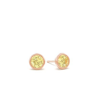 Bezel Setting Yellow Diamond Stud Earrings