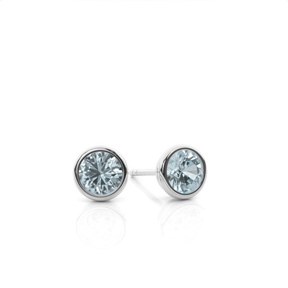 Bezel Setting Aquamarine Stud Earrings