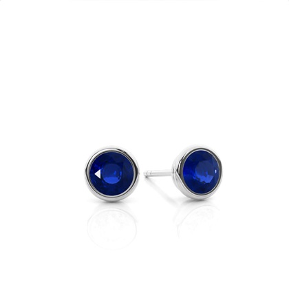 Bezel Setting Blue Sapphire Stud Earrings