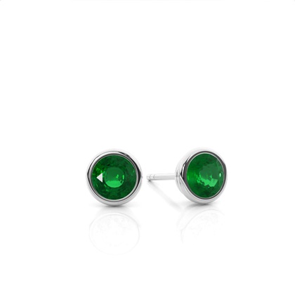 Bezel Setting Emerald Stud Earrings