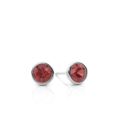Bezel Setting Garnet Stud Earrings