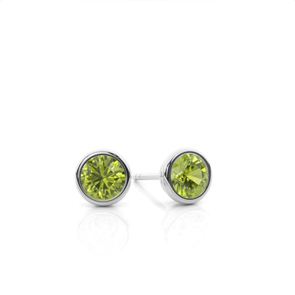 Bezel Setting Peridot Stud Earrings