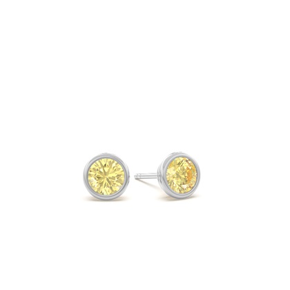Bezel Setting Yellow Diamond Stud Earrings
