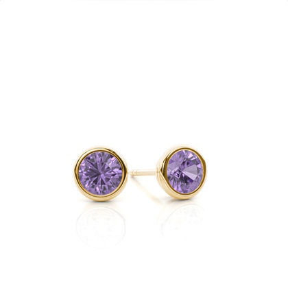 Bezel Setting Amethyst Stud Earrings