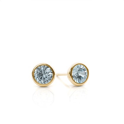 Bezel Setting Aquamarine Stud Earrings