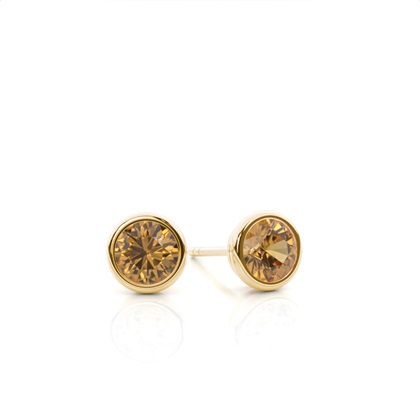 Bezel Setting Citrine Stud Earrings