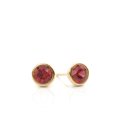 Bezel Setting Garnet Stud Earrings